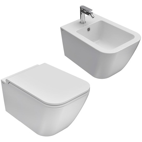 Ceramica Globo Stone Prezzi.Sanitari Sospesi Senza Brida Ceramica Globo Stone 52 Wc Bidet Sedile Soft Close Stones Sb Ss