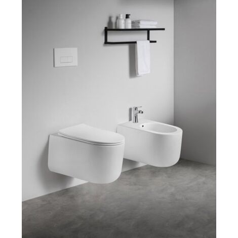 Sanitari sospesi WC e Bidet in Ceramica Copriwater soft-close TRAMONTANA Bianco Opaco