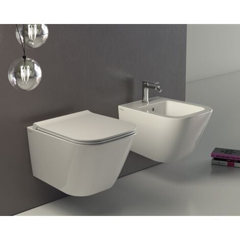 Sanitari Stone mini sospesi salvaspazio senza brida cm 45x37 con