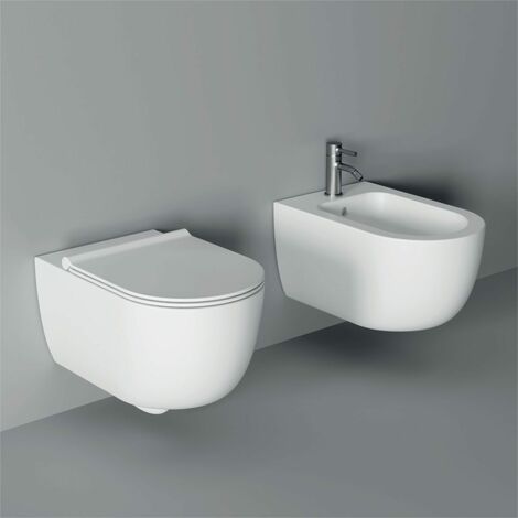 Sanitari Unica sospesi senza brida cm. 55x35 con sedile sottile