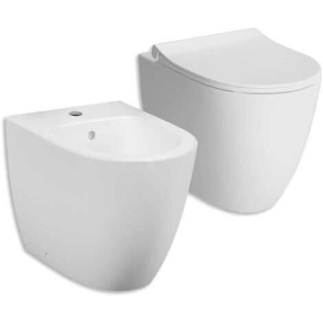 Sanitari Vitra filo muro di colore bianco opaco e scarico rimless