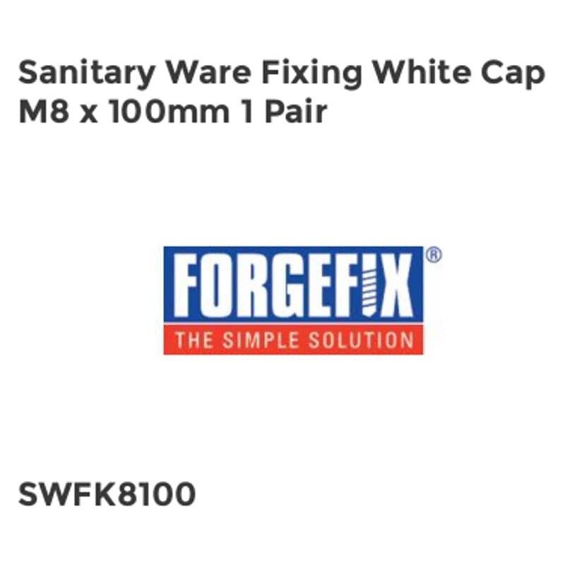 Forgefix - Sanitary Ware Fixing White Cap M8 x 100mm 1 Pair FORSW8100