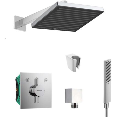 SANITINO - Brauseset mit Unterputz-armatur hangrohe, inkl. Einbaukörper, kielle Zubehör, Chrom SANI21HHK001