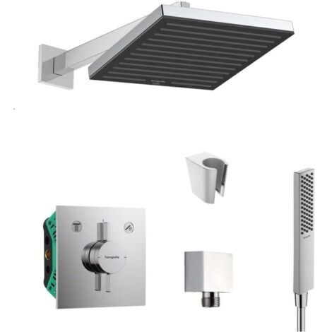 SANITINO - Conjunto de ducha con grifo empotrado hansgrohe, con cuerpo de montaje y accesorios kielle, cromo SANI21HHK001
