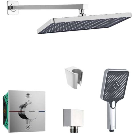 SANITINO - Conjunto de ducha con termostato empotrado hansgrohe, con cuerpo de montaje y accesorios kielle, cromo SANI21HKK003