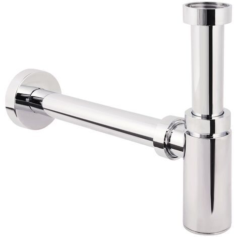 SANITOP WINGENROTH Sanitop-Wingenroth Design Siphon in chrom Flaschensiphon in 1 1/4 x 32 mm Reinigungsöffnung Geruchsverschluss für Waschbecken Tassensiphon 290 mm Länge Kunststoff 22557 1