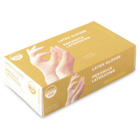 Sanix Economy gepuderte Latexhandschuhe, Größe Medium, 100 Stück.
