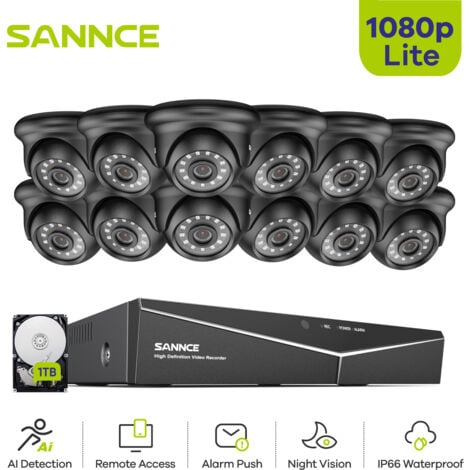 SANNCE 16CH Kit Videosorveglianza 1080P DVR Telecamere IR Monitor Remoto Visione Notturna Sicurezza Sistema - 1TB HDD