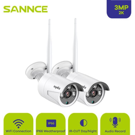 SANNCE 2PCS 1080p Wifi wetterfestes IP-Kamera-Überwachungs-Kit im Freien 100ft 30m Nachtsicht