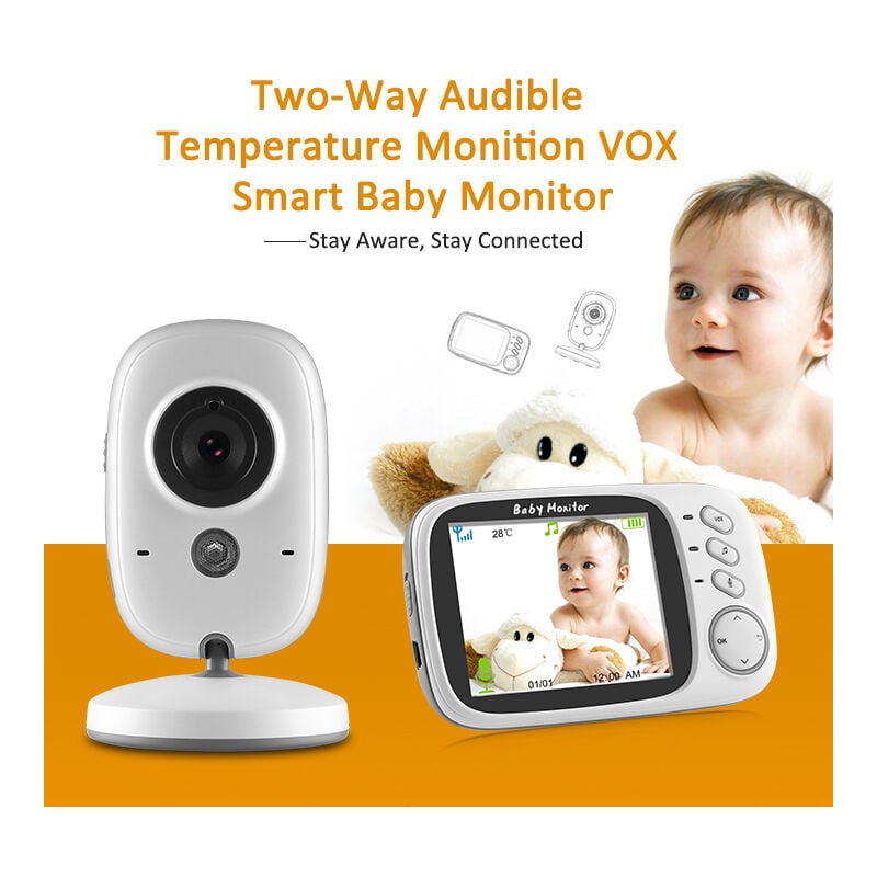Sannce - 3,2 pouces lcd Baby Monitor ir Vision Nocturne 2 Voies Parler Vidéo Nounou Radio Babysitter Cam