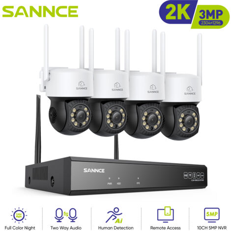 SANNCE 3MP Kit de Videovigilancia WiFi Protection Night Vision Electrónico Alerta Security Cámaras CCTV Sistema
