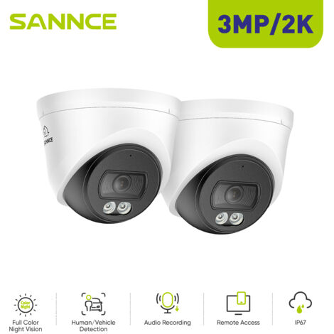 SANNCE 3MP PoE CCTV Security Cameras with Smart Human/Vehicle Detection Audio Recording