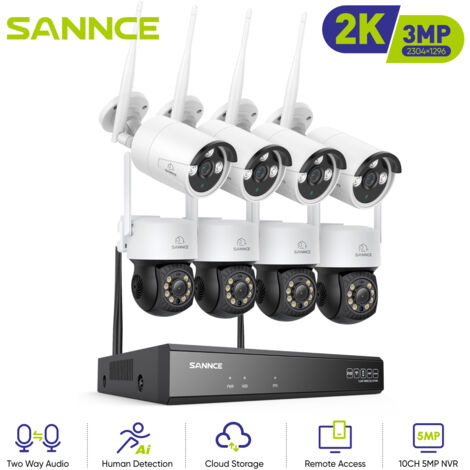 SANNCE 3MP Wireless Surveillance Camera Kit System IR Night Vision Remote Monitor Security CCTV Wifi Camera Kit