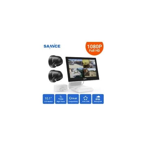 SANNCE 4-Kanal-HD-DVR-Überwachungskamerasystem mit 1080P-Kameras, 10,1-Zoll-LCD-Monitor für CCTV-Kits im Innen- und Außenbereich, 2 Kameras – keine Festplatte