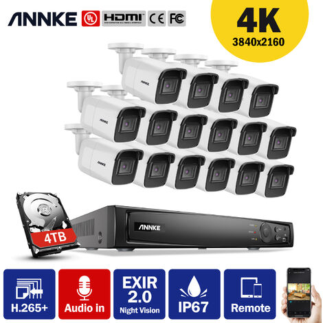 SANNCE 4 Pack 100 pieds vidéo Pré-fait Câbles d'alimentation All-in-One Câbles d'extension de caméra de sécurité pour CCTV DVR Home Surveillance System Noir