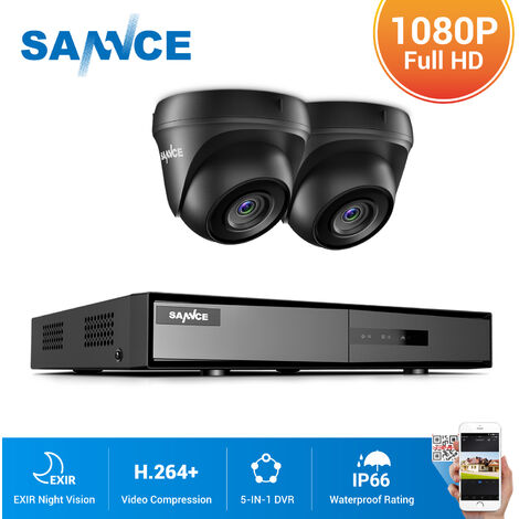 SANNCE 4CH 1080P HD CCTV System 2pcs 1080P Outdoor IR Security Camera 4 Channels Video Surveillance DVR Kits - NO Hard Drive Disk