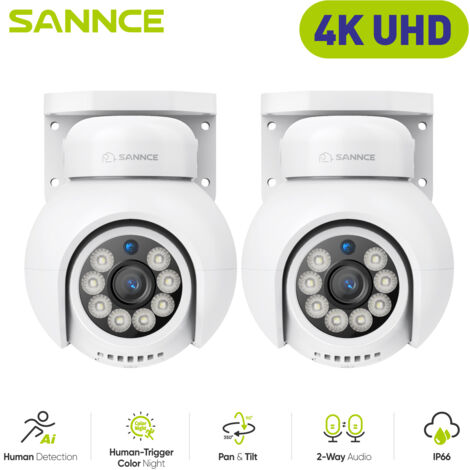 SANNCE 4K PoE Security IP Camera Intelligent Vehicle Detection Two-Way Audio