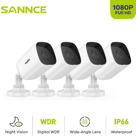SANNCE 4pcs 1080P HD IR Camera Night Vision Motion Detection Remote Monitoring Camera