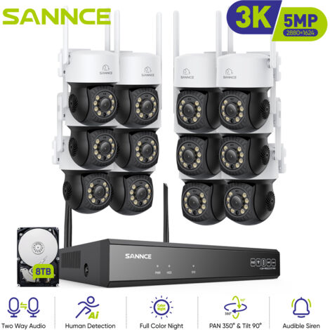 SANNCE 5MP 10CH Wireless Home Security Camera System with  Smart Night Vision Human Detection