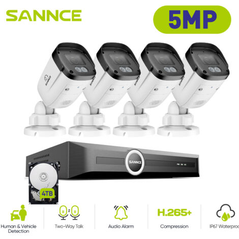 SANNCE 5MP 8CH Waterproof Security PoE IP Camera System with Human Detection IP67