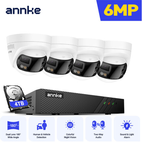 SANNCE 6MP PoE Security Camera with Smart Human Vehicle Detection Night Vision IP67