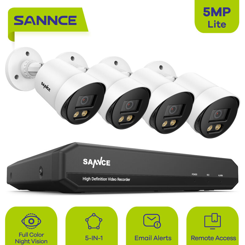 SANNCE 5in1 1080P HDMI 8CH /4CH DVR 720P Outdoor Security Camera System NO/1TB