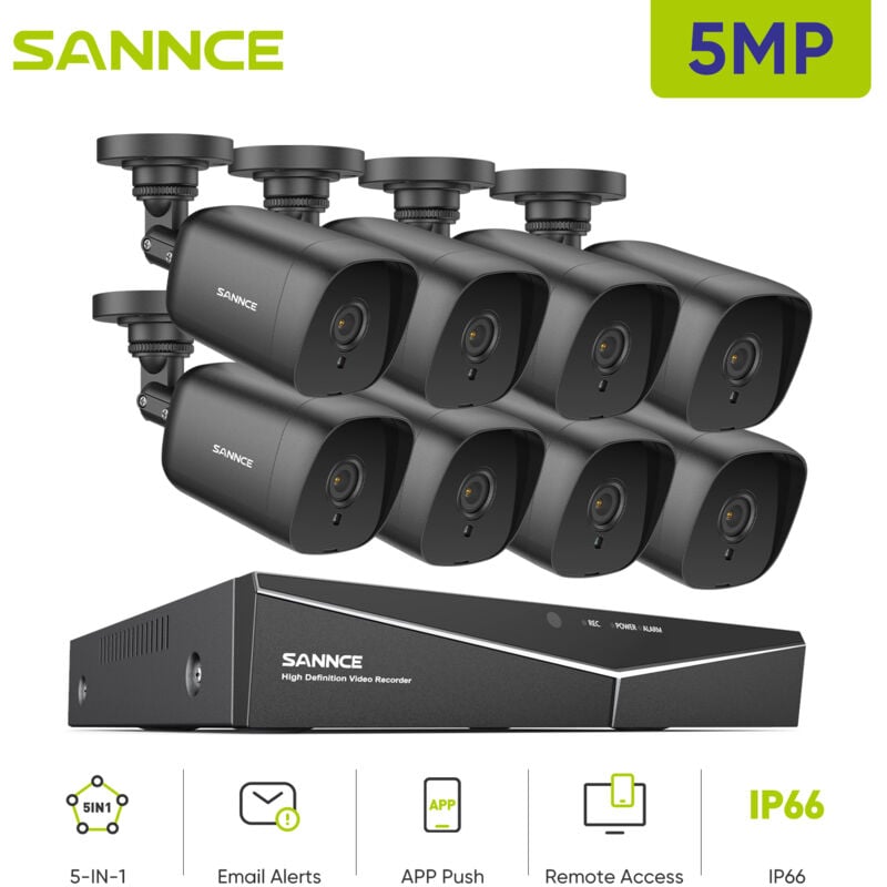8CH Kit de vidéosurveillance vidéo 5MN dvr 8 × 5MP caméra étanche ir Vision nocturne système de caméra de sécurité d'accès à distance - Sannce