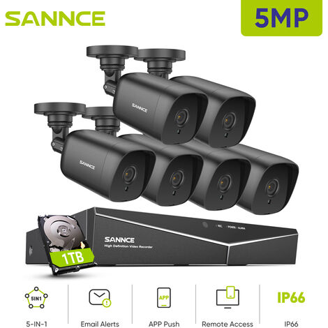 ANNKE Kit Camaras de Vigilancia 8CH DVR 3K Lite H.265+ DVR con HDD 1TB de  Vigilancia,8 Cámaras 1080p Sistema de Seguridad,IP66 Impermeable,Detección