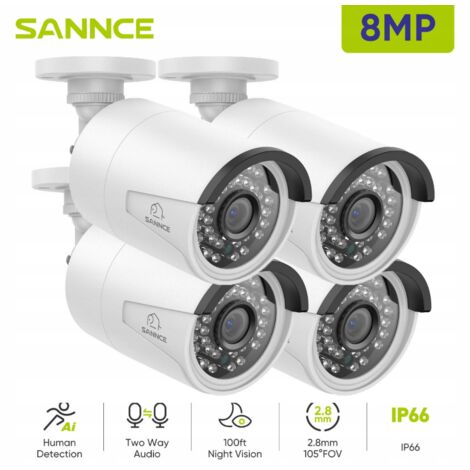 SANNCE 8MP 4K PoE Security Camera with Human Detection Outdoor Night Vision IP66