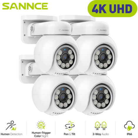 SANNCE 8MP PoE Security Outdoor Camera with Smart Detection Two-Way Audio IP66