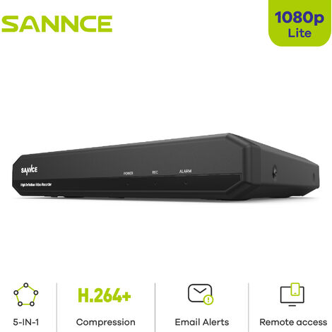 SANNCE Enregistreur vidéo numérique hybride 4 canaux 1080p Full HD 5 en 1 DVR prend en charge les caméras de sécurité IP analogiques TVI AHD CVI CVBS pour la surveillance de sécurit