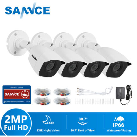 SANNCE Kit di videosorveglianza 1080p TVI Telecamera di sicurezza cablata con visione notturna bullet 20m resistente alle intemperie IP66 - 4 telecamere bullet