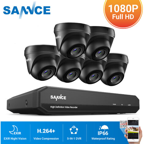 SANNCE Kit Vidéo surveillance cctv système 8CH 1080N DVR enregistreur + caméra de sécurité  extérieur  HD 720p vision nocture 20m