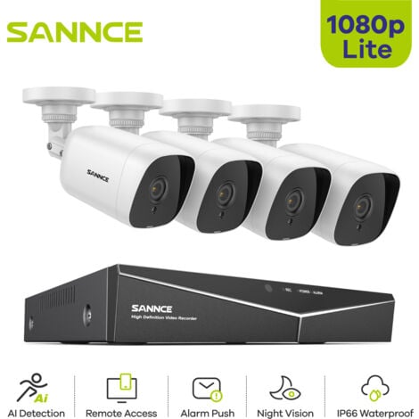 Kit de 4 caméras IP de vidéo-surveillance intérieur/extérieur pour