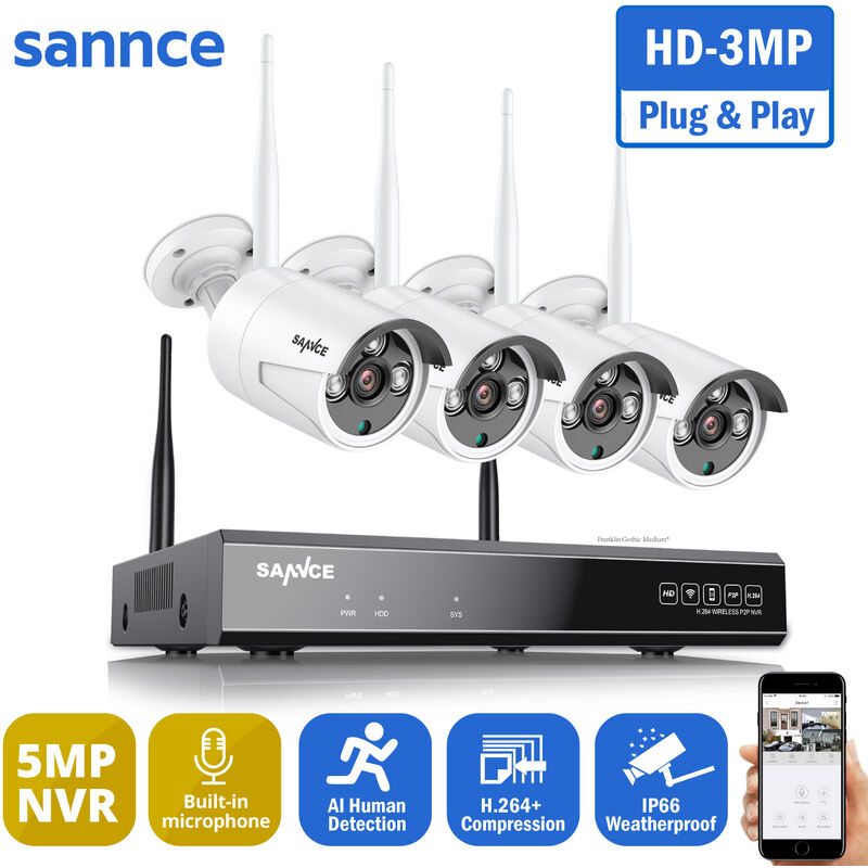 

Sistema de cámara de seguridad NVR inalámbrica Super HD de 8 canales y 5MP con cámaras WiFi de 3MP con visión nocturna de 100 pies H.264 + para