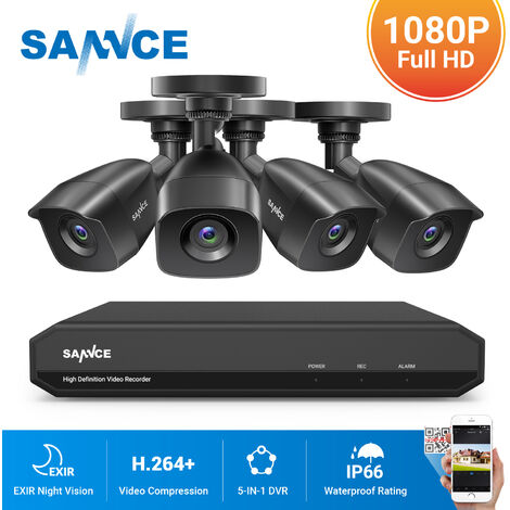 SANNCE Système de caméra de sécurité CCTV 1080N avec 5-en-1 1080N H.264 DVR et caméras de sécurité 4 * 1080P HD