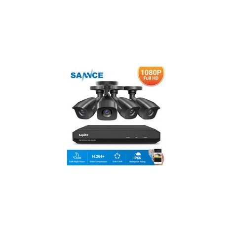 SANNCE Système de caméra de sécurité CCTV 1080N avec 5-en-1 1080N H.264 DVR et caméras de sécurité 4 1080P HD - Ne contient pas de disque dur