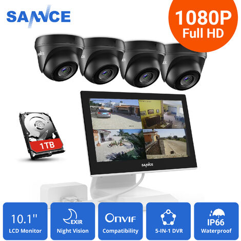 SANNCE 4CH 1080P 5in1 HDMI DVR 2MP Security Camera System Outdoor AI Detection
