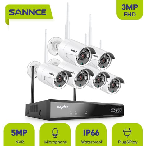 SANNCE Système de caméra de sécurité DVR filaire 4 canaux HD avec caméras 1080P Moniteur LCD 10,1 '' pour kits de vidéosurveillance intérieur extérieur 4 caméras