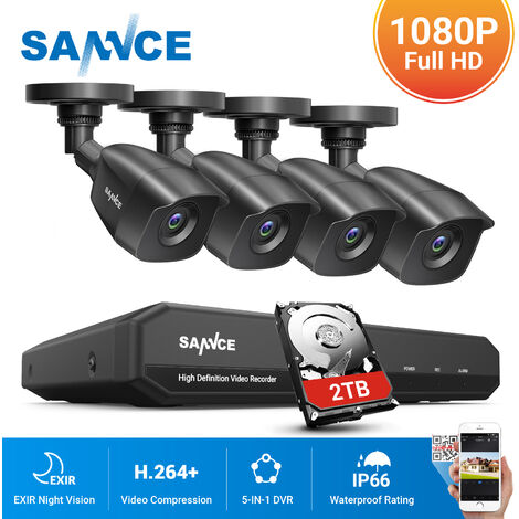 SANNCE Système de sécurité vidéo domestique 1080P avec DVR 1080N avec 4 caméras StyleB – 2TB HDD