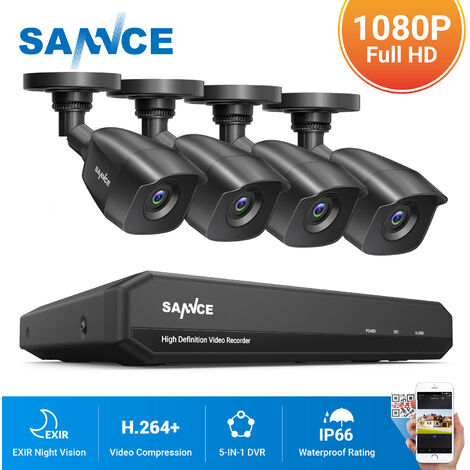 SANNCE Système de sécurité vidéo domestique 1080P avec DVR 1080N avec 4 caméras StyleB – Sans disque dur