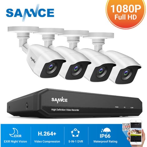 SANNCE Système de sécurité vidéo domestique 720P avec DVR 1080N avec 4 caméras Style C