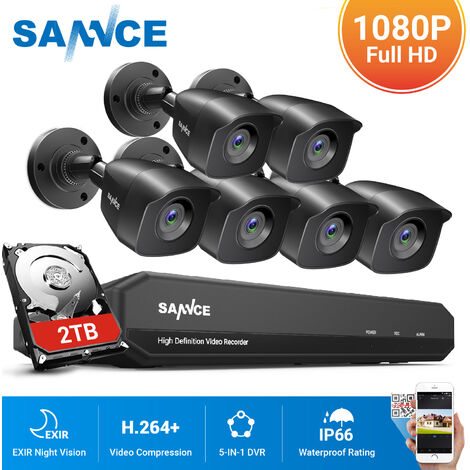SANNCE Système de sécurité vidéo domestique 720P avec DVR 1080N avec 4 caméras Style C – Sans disque dur