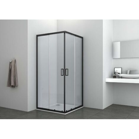 SANODUSCH Eckduschkabine Klarglas / Schwarz 78,5-90 x 78,5-90 x 190cm