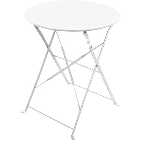 FRANKYSTAR Sanremo - Table d'extérieur pliante design rétro, couleur blanc