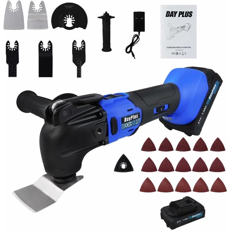 Sans fil brushless Vibration multitool, 21v Li - Ion Battery pour couper / scier / polir / meuler système de changement rapide avec accessoires