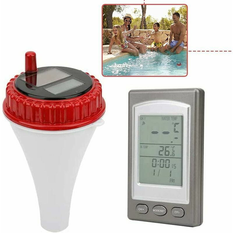Sans fil flottant Thermomètre WiFi solaire Thermomètre, flottant Thermomètre de piscine solaire piscine à distance numérique eau hygromètre,