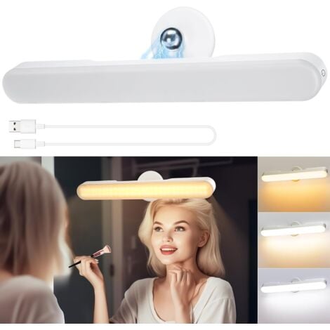 JIAJIA AI Sans Fil Miroir Coiffeuse Led Pour Miroir, Rechargeable 4000 mAh Lumiere Coiffeuse Lampe, Autocollant Lumière Coiffeuser Pivotant à 360° Amovible et Portable