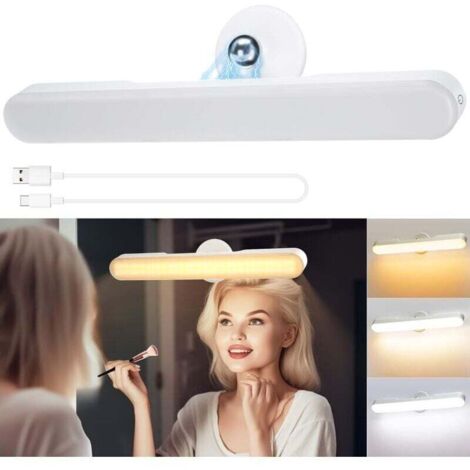 Sans Fil Miroir Coiffeuse Led Pour Miroir, Rechargeable 4000 mAh Lumiere Coiffeuse Lampe, Autocollant Lumière Coiffeuser Pivotant à 360° Amovible et Portable