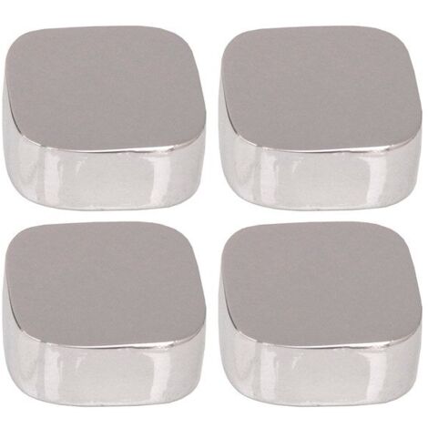 SANS MARQUE Jeu de 4 fixations miroirs coins ronds chromés
